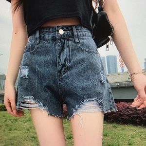 High-waisted denim shorts for women